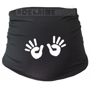 Těhotenský pás s ručičkami, vel. S/M - černý, Be MaaMaa, vel. L/XL