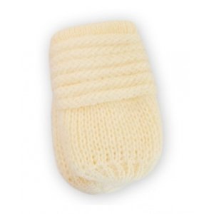 Kojenecké rukavičky pletené, zimní - smetana, Baby Nellys, vel. 56-68 (0-6 m)
