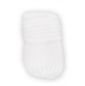 Zimní kojenecké rukavičky pletené - bílé, Baby Nellys, vel. 56-68 (0-6 m)