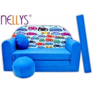 Rozkládací dětská pohovka XL Nellys, 64R - Malá autička v modré