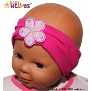 Čelenka Baby Nellys ® s květinkou - malinová, 80/92, vel. 80-92 (12-24m)