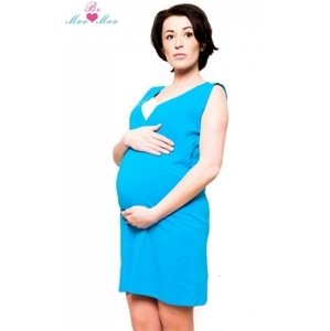 Be MaaMaa Těhotenská, kojící noční košile Iris - modrá, vel. L/XL