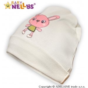 Bavlněná čepička Baby Nellys ® - béžová s Králíčkem