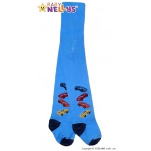 Bavlněné punčocháče Baby Nellys ®  - 4 autička sv. modré, vel. 62-74 (3-9m)