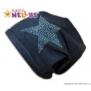 Bavlněná čepička Baby Nellys ® - Hvězdička modrá, vel. 80-98 (9-36m)