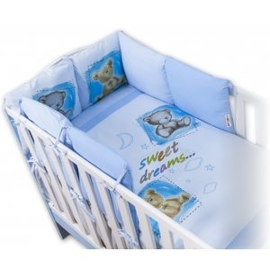 Baby Nellys Povlečení s polštářkovým mantinelem Sweet Dreams by TEDDY - modrý, vel. 120x90