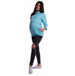Be MaaMaa Těhotenské a kojící teplákové triko - mátové, vel. XS (32-34)