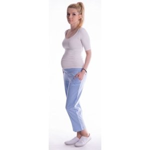 Be MaaMaa Těhotenské 7/8 bederní kalhoty - světle modré, vel.  S (36)