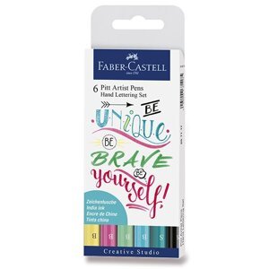 Popisovač Faber-Castell Pitt Artist Pen Hand Lettering 6 kusů, pastelová sada