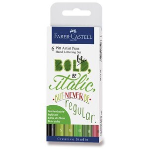 Popisovač Faber-Castell Pitt Artist Pen Hand Lettering 6 kusů, zelená sada
