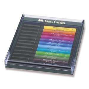 Popisovače Faber-Castell Pitt Artist Pen Brush 12 ks, základní barvy