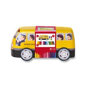 Dětské fixy Faber-Castell Connector plechový autobus, 33 barev