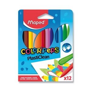 Plastové pastely Maped Color'Peps Plasticlean 12 barev, trojhranné