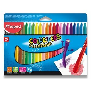 Plastové pastely Maped Color'Peps Plasticlean 24 barev, trojhranné