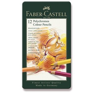 Pastelky Faber-Castell Polychromos 110012 plechová krabička, 12 barev