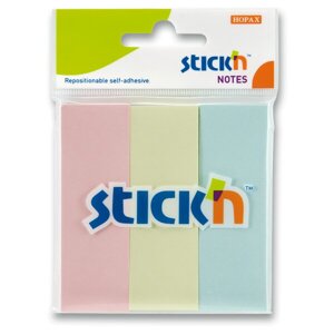 Samolepicí záložky Hopax Stick’n Notes 76 x 25 mm, 3 × 50 listů, pastelové