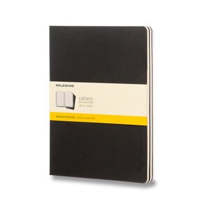 Sešity Moleskine Cahier - tvrdé desky XL, čtverečkovaný, 3 ks, černý
