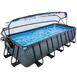 EXIT Pool Stone bazén 540 x 250 cm s krycí plachtou a čerpadlem, šedá