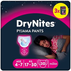 Huggies DryNites pyĹľamovĂ© kalhoty jednorĂˇzovĂ© dĂ­vky 4-7 let 3 x 10 kusĹŻ