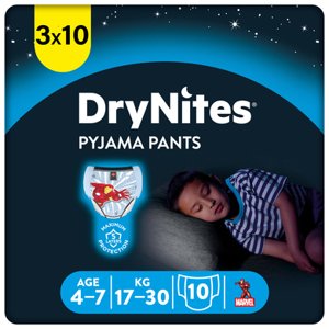 Huggies DryNites pyĹľamovĂ© kalhoty jednorĂˇzovĂ© chlapci 4-7 let 3 x 10 kusĹŻ