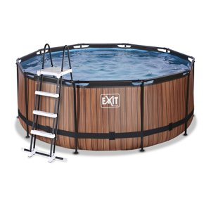 Bazén EXIT Wood ø360x122cm s filtračním čerpadlem, hnědý
