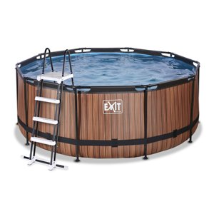 Bazén EXIT Wood ø360x122cm s filtračním čerpadlem Sand , hnědý
