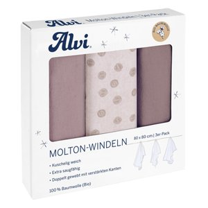Alvi ® Molton plenky 3-pack Curly Dots 80 x 80 cm