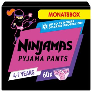 NINJAMAS Pyjama Pants Měsíční box pro dívky, 4-7 let, 60 kusů