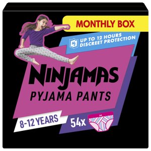 NINJAMAS Pyjama Pants Měsíční box pro dívky, 8-12 let, 54 kusů