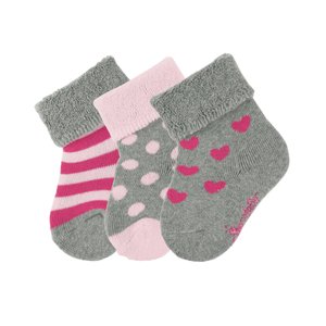 Sterntaler Dětské ponožky 3-pack pruhované stříbrné melanžové