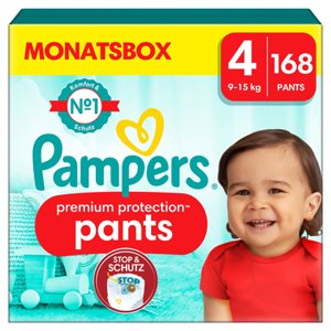 Pampers Premium Protection Pants, velikost 4, 9-15kg, měsíční balení (1x 168 plen)
