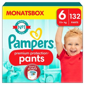 Pampers Premium Protection Pants, velikost 6, 15kg+, měsíční balení (1x 132 plen