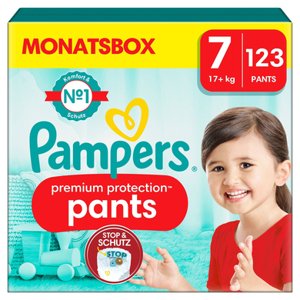 Pampers Premium Protection Pants, velikost 7, 17kg+, měsíční balení (1x 123 plen