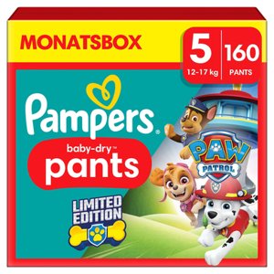 Pampers Baby-Dry Pants Paw Patrol, velikost 5 Junior 12-17kg, měsíční balení (1 x 160 plen)