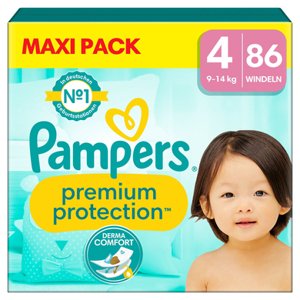 Pampers Premium Protection , velikost 4 Maxi, 9-14 kg, Maxi Pack (1x 86 plenek)