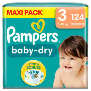 Pampers Plenky Baby-Dry, velikost 3, 6-10 kg, Maxi Pack (1 x 124 plenek)