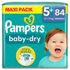Pampers Plenky Baby-Dry, velikost 5+, 12-17 kg, Maxi Pack (1 x 84 plenek)