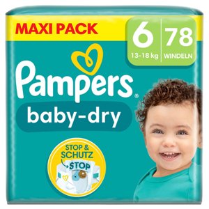 Pampers Plenky Baby-Dry, velikost 6, 13-18 kg, Maxi Pack (1 x 78 plenek)