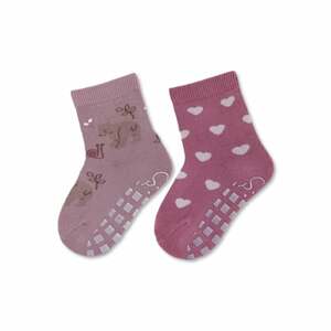 Sterntaler ABS ponožky dvojité balení medvěd/srdce fialové