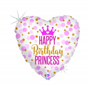 Balónek fóliový Happpy Birthday Princess Srdce Albi