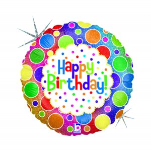Balónek fóliový Happy Birthday Kolo s puntíky barevné Albi