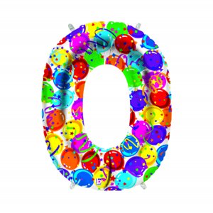 Balónek fóliový 102 cm číslo 0 barevný Albi