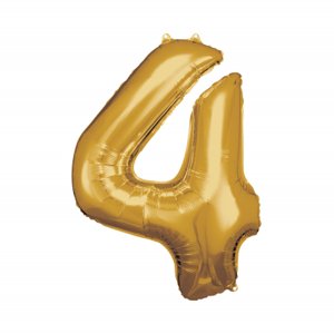 Balónek fóliový 88 cm číslo 4 zlatý Albi