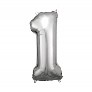 Balónek fóliový 88 cm číslo 01 stříbrný Albi