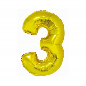 Balónek fóliový 76 cm číslo 03 zlatý Albi