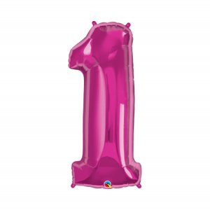 Balónek fóliový 92 cm číslo 01 tm.růžový Albi