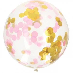 Balónek latexový s konfetami růžový, zlatý Albi