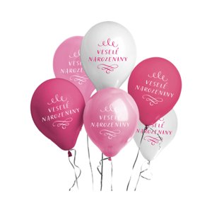 Balónky latexové Veselé narozeniny růžové 6 ks Albi