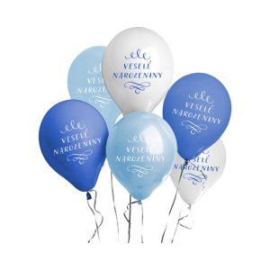Balónky latexové Veselé narozeniny modré 6 ks Albi