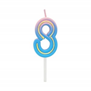 Svíčka dortová Neon růžovo-modrá číslo 8